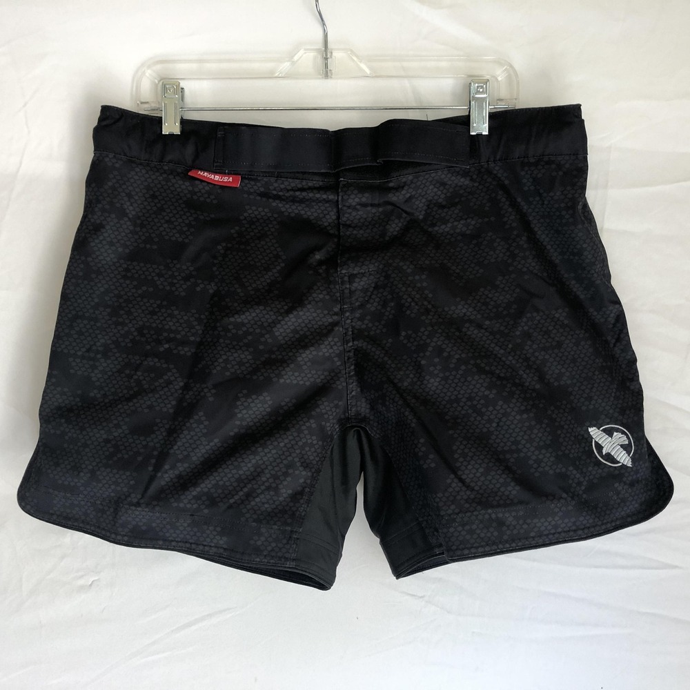 Hayabusa MMA Fight Shorts Mens XL Black Camo Waist Training Grappling